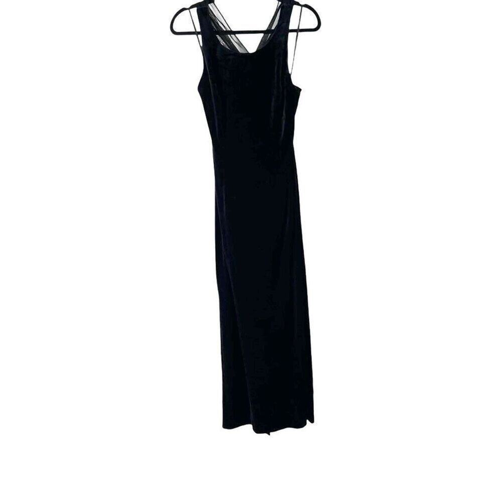 Vintage‎ Black Velvet Ribbon Tie Back Formal Sexy Dress 90s Cocktail S Womens